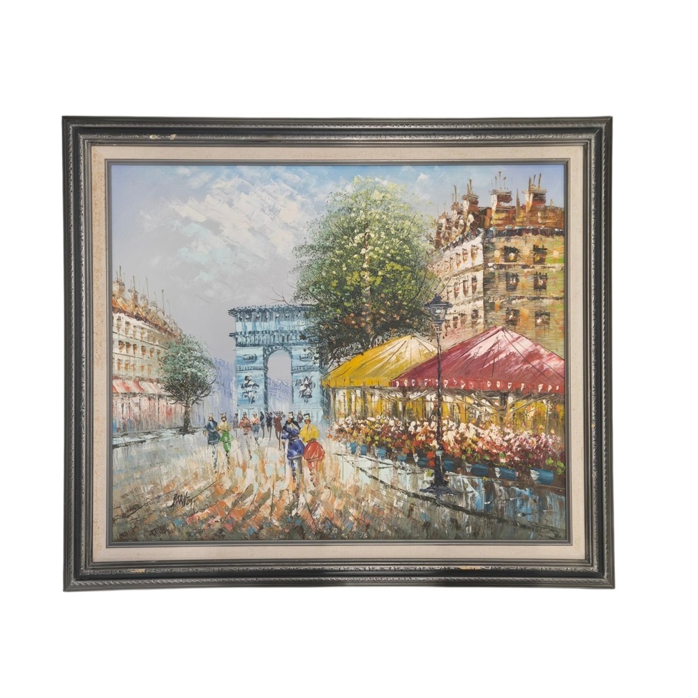 Arc de Triomphe Original Caroline Burnett Oil Painting Signed Framed Vintage